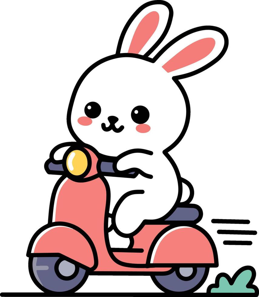 Cute rabbit riding scooter vector