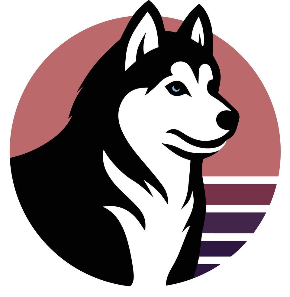 Siberian husky logo design vector