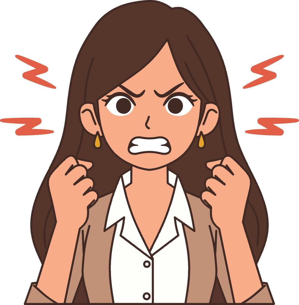 Angry sad women cartoon vector