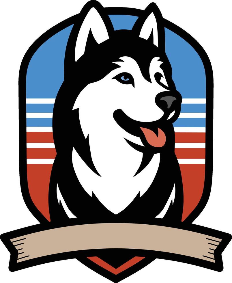 Siberian husky logo design vector
