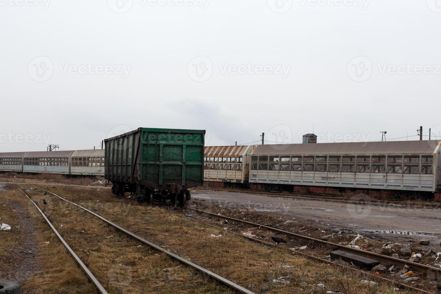 an old wagon on the rails photo