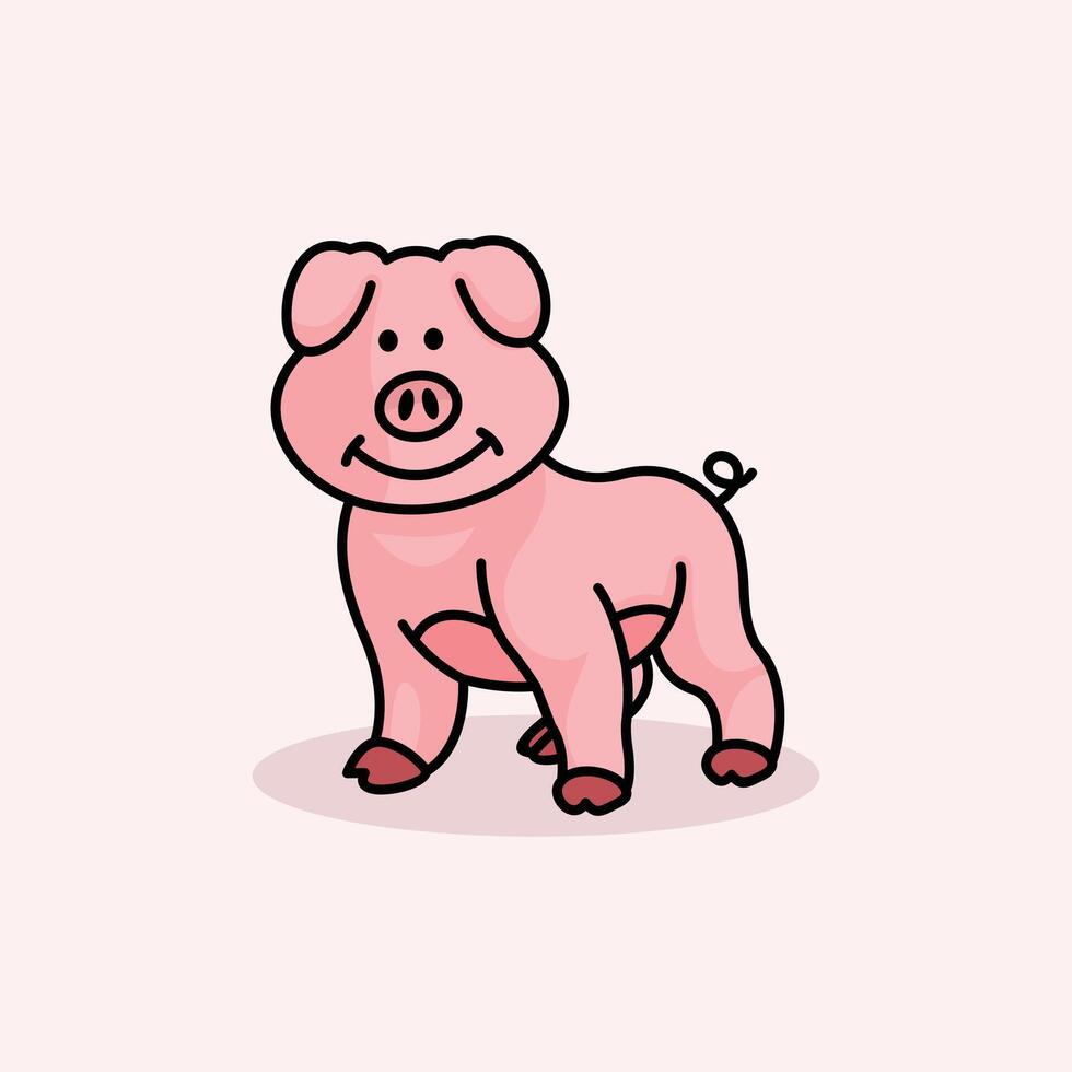 Cute Pig Logo Design vector