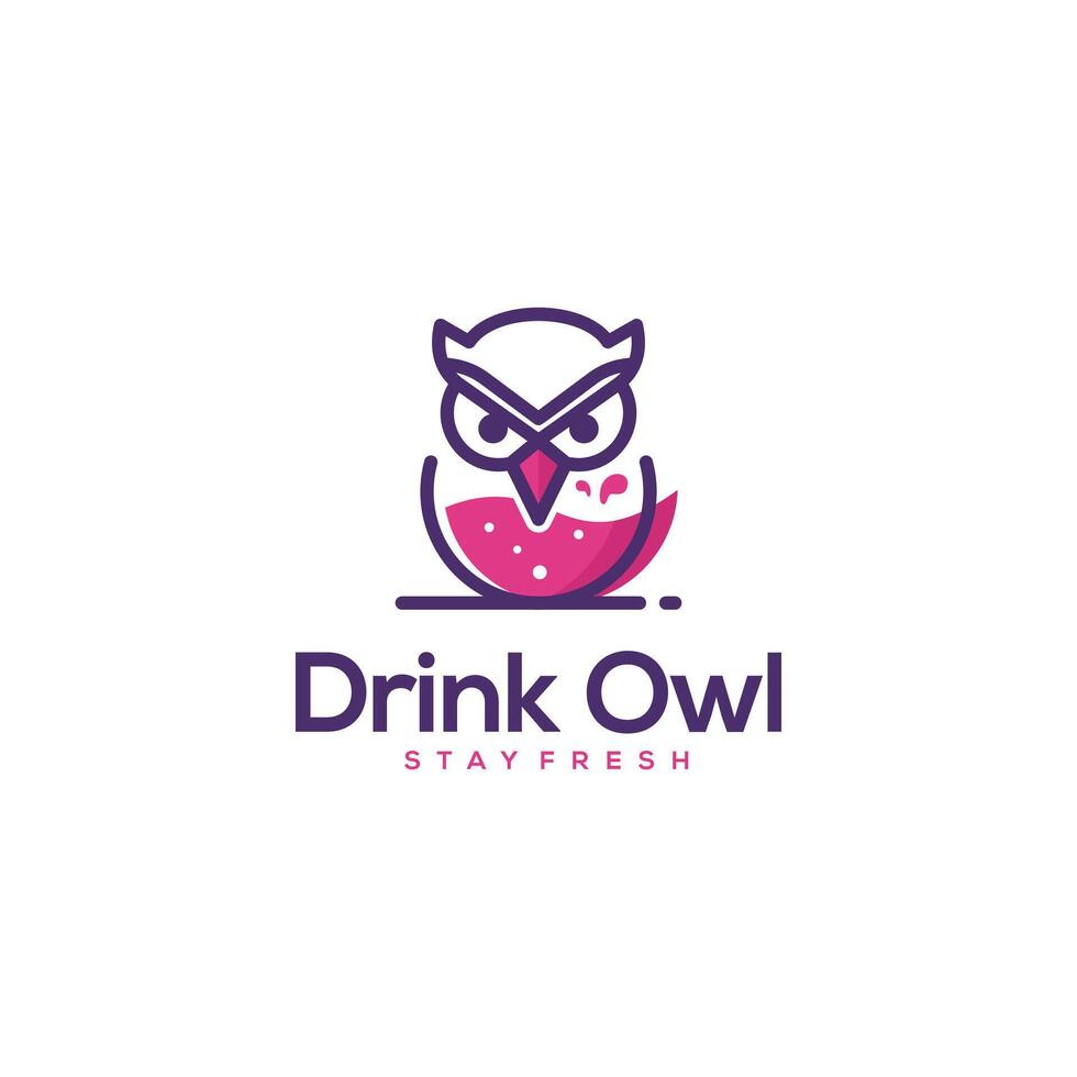 Drink Owl Logo Design vector