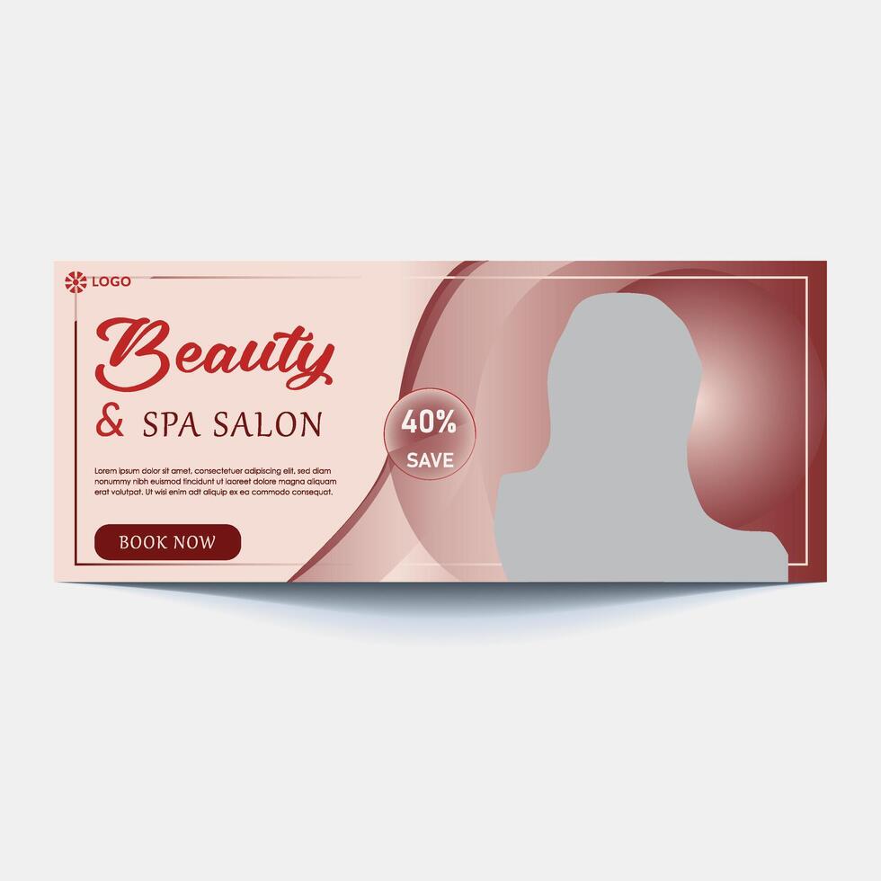 Beauty spa parlour social media banner template. Salon makeup, health care, body massage service promotion cover design with logo and discount. Business promotion modern graphic web post background vector