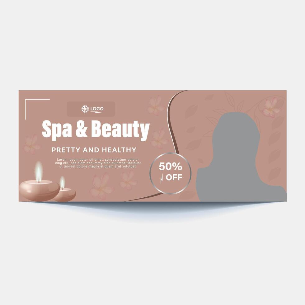 spa and beauty banner template. Spa, beauty, and massage social media post. Flat design vector with a photo space. Usable for social media, banner, and web internet
