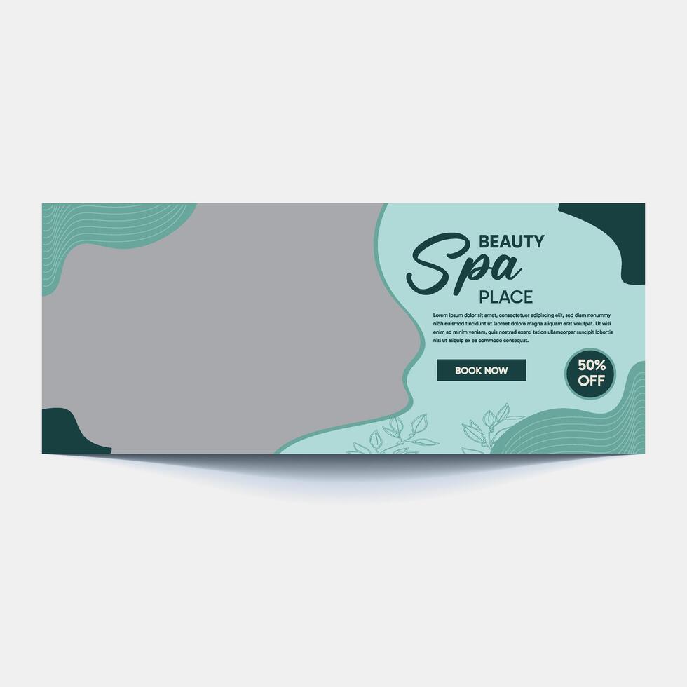 spa and beauty banner template. Spa, beauty, and massage social media post. Flat design vector with a photo space. Usable for social media, banner, and web internet