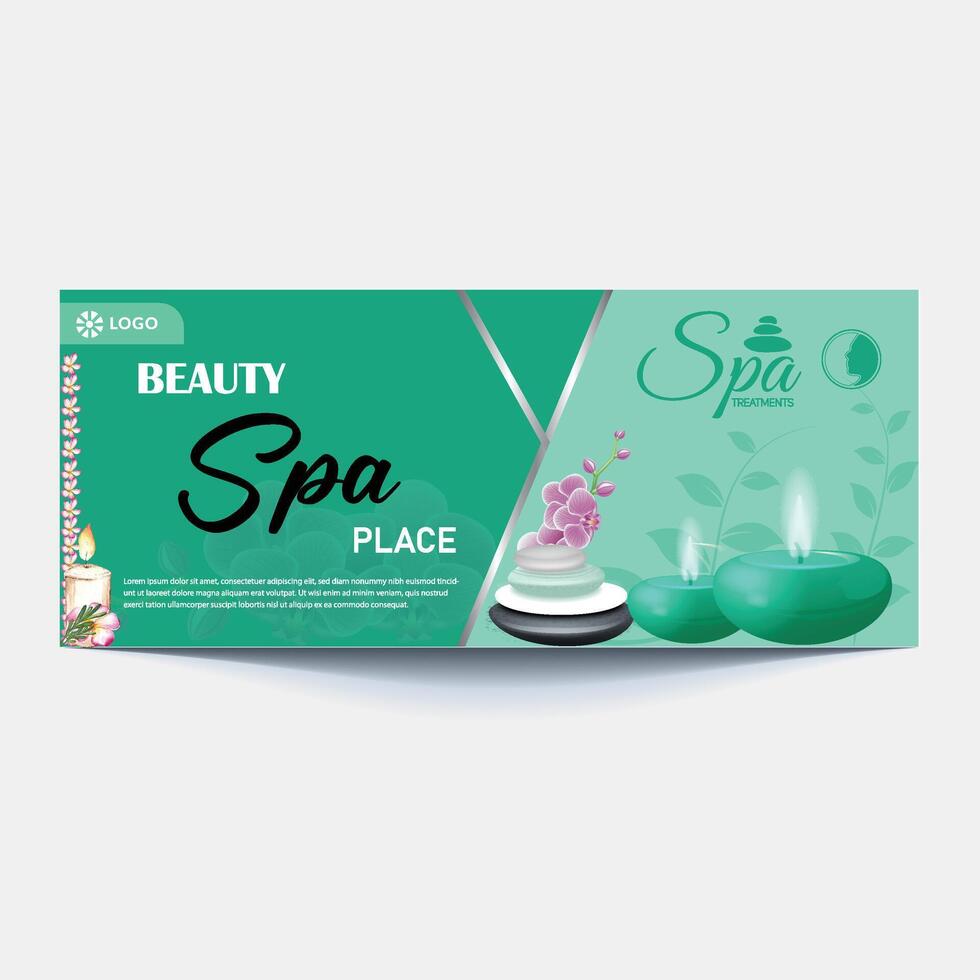 belleza spa alarmante social medios de comunicación bandera modelo. salón constituir, salud cuidado, cuerpo masaje Servicio promoción cubrir diseño con logo y descuento. negocio promoción moderno gráfico web pos vector