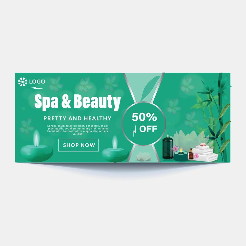 spa and beauty banner template. Spa, beauty, and massage social media post. Flat design vector with a photo space. Usable for social media, banner, and web internet