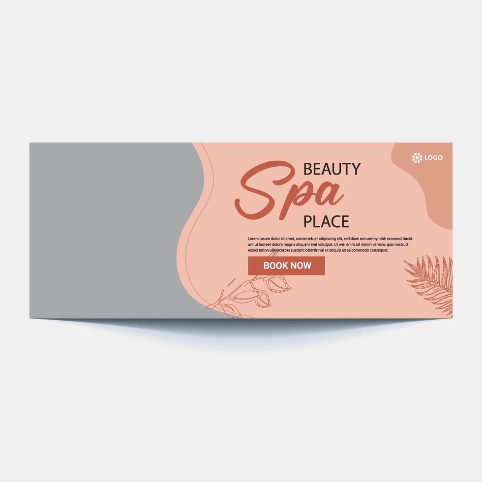 Beauty spa parlous social media banner template. Salon makeup, health care, body massage service promotion cover design with logo and discount. Business promotion modern graphic web pos vector