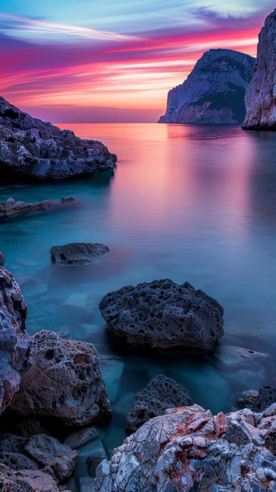 AI generated sea view in long exposure photo