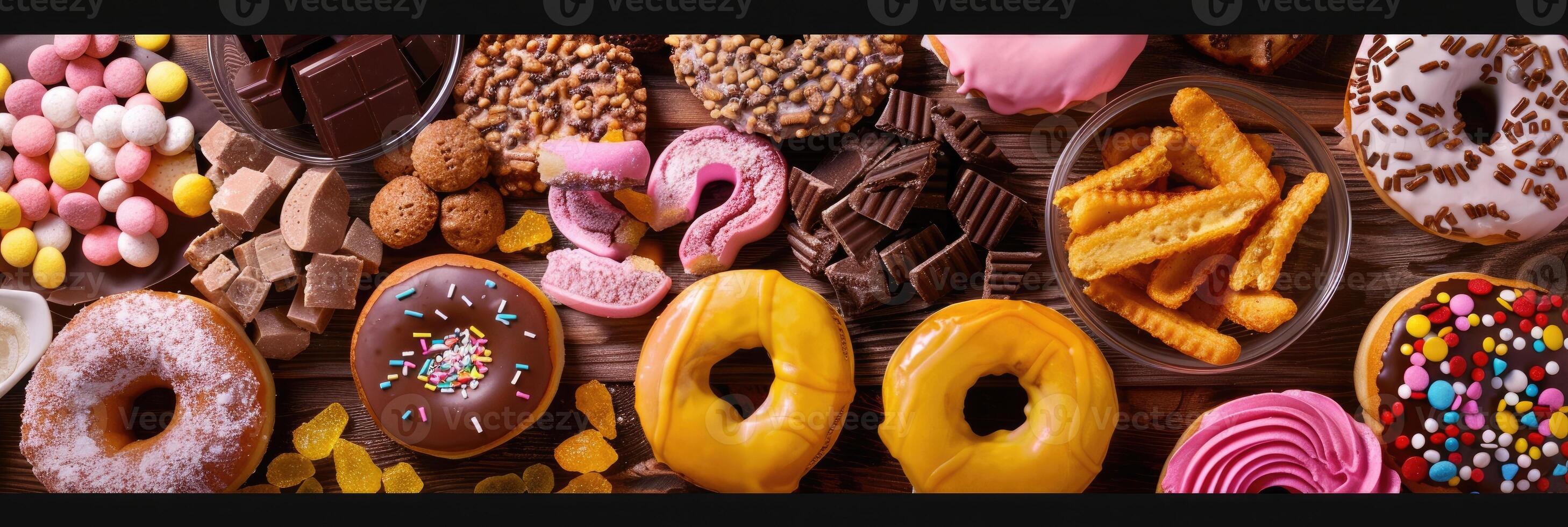 AI generated A table with many sweets and snacks photo