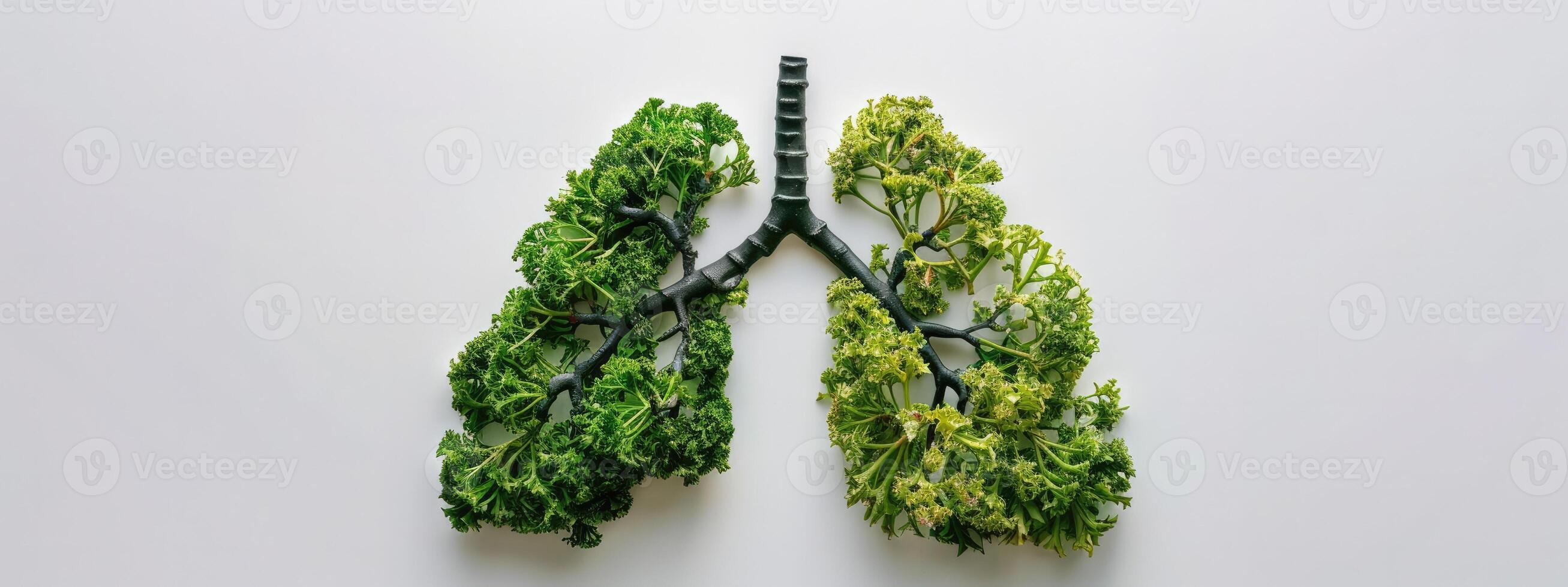 AI generated Human lungs in the form of trees or leaves on a white background photo