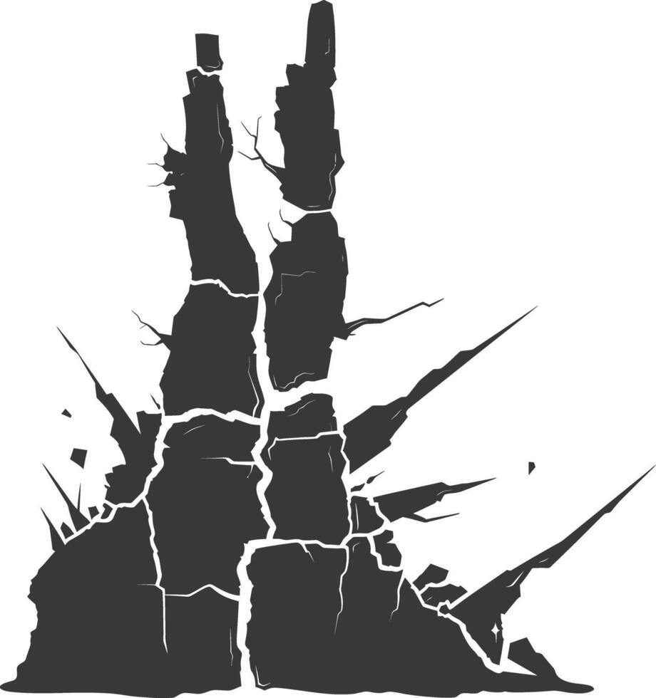 AI generated silhouette of earthquake black color only vector