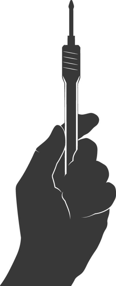 AI generated Silhouette hand holding wrench for construction black color only vector