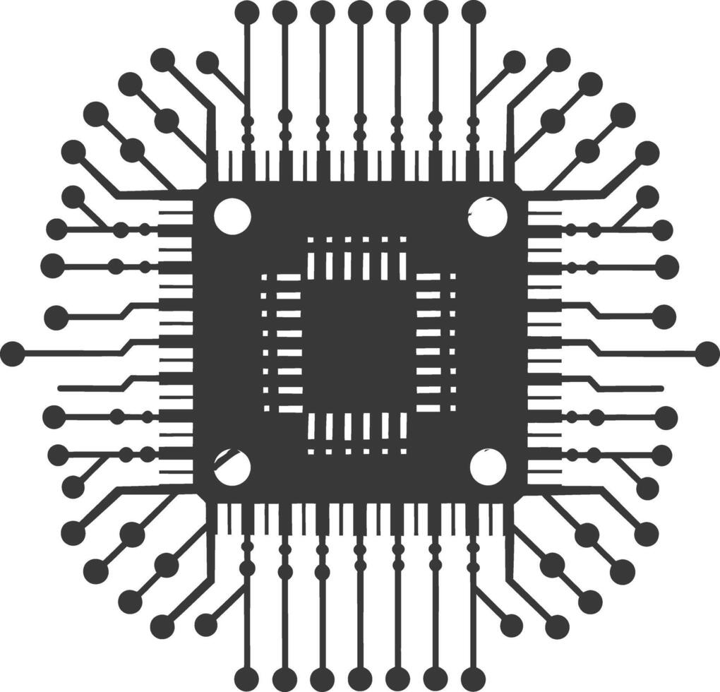 AI generated Silhouette IC or Integrated Circuit single electronic component vector