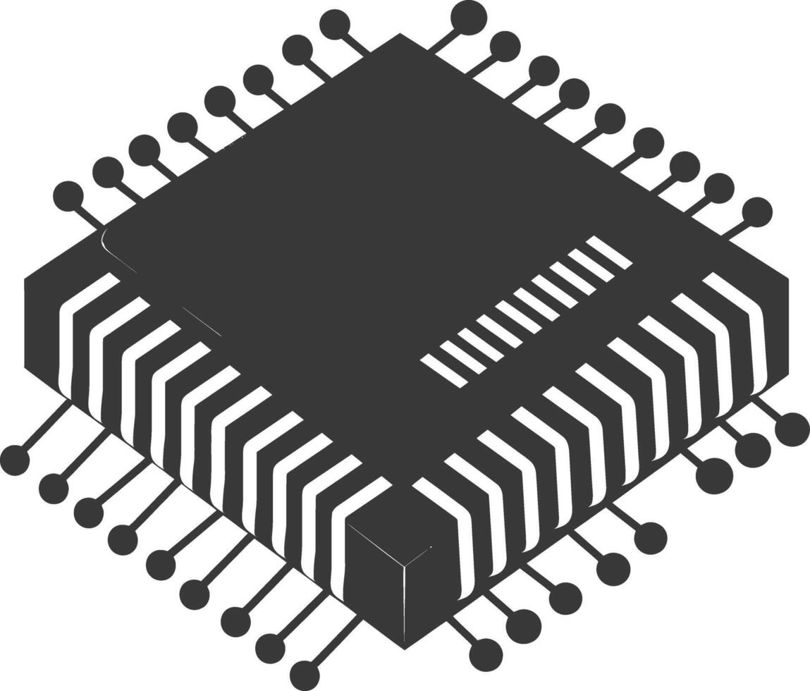 AI generated Silhouette IC or Integrated Circuit single electronic component vector