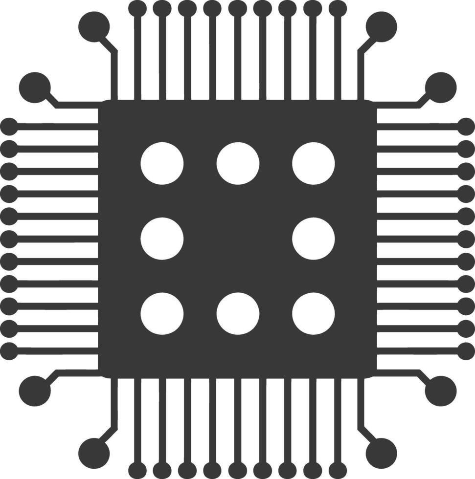 AI generated Silhouette IC or Integrated Circuit single electronic component vector