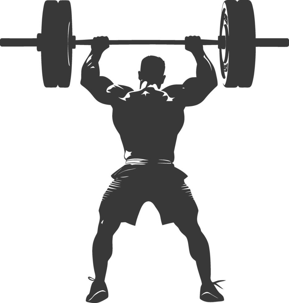 AI generated Silhouette Man weightlifting Player in action full body black color only vector