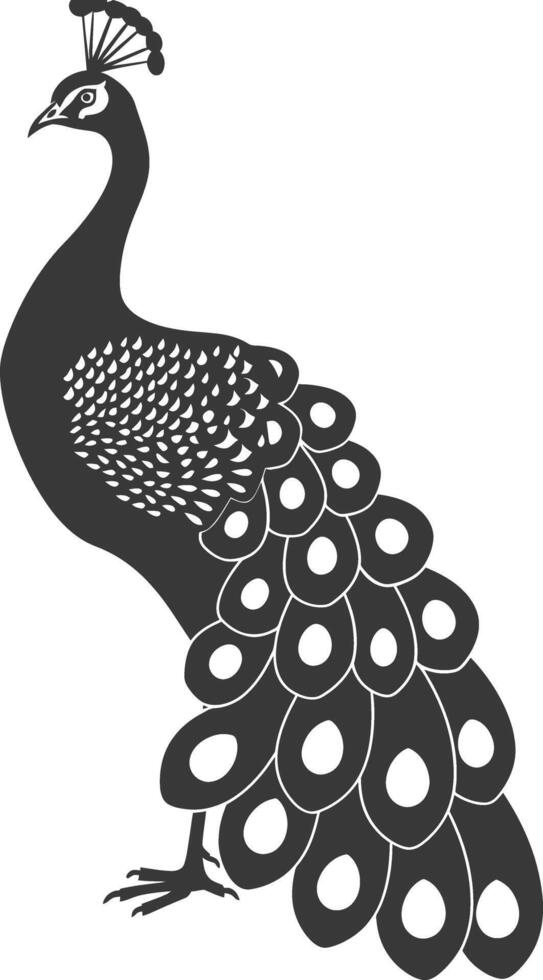 AI generated Silhouette Peafowl Birds Animal black color only vector