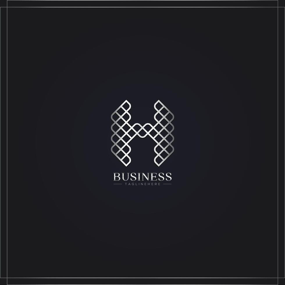 3d realistic letter h business monogram line shape logo vector