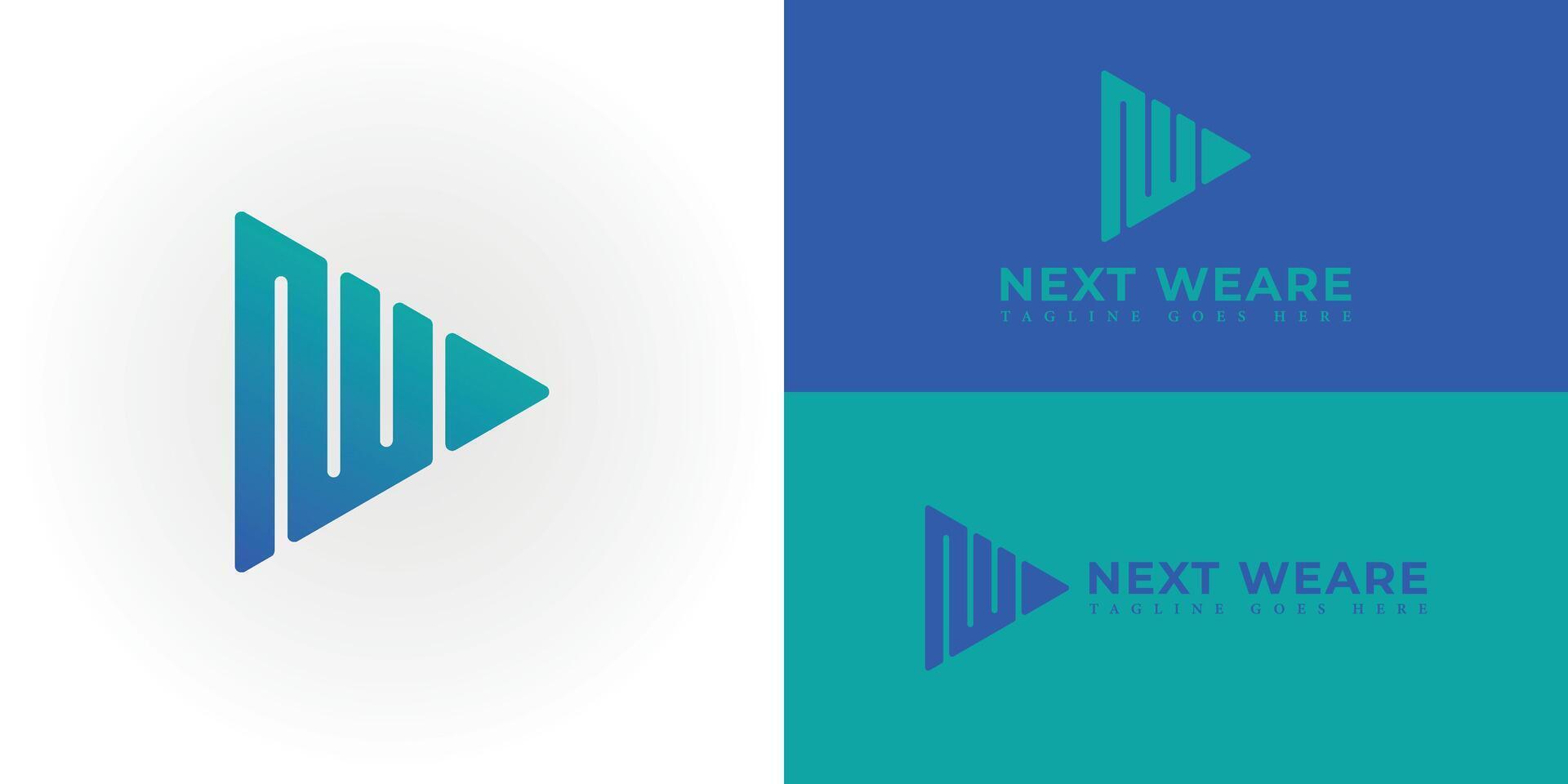 resumen inicial letra noroeste o wn logo en azul color aislado en blanco antecedentes. iniciales letra noroeste triángulo logo diseño vector ilustración modelo. azul triángulo letra noroeste para medios de comunicación empresa logo.