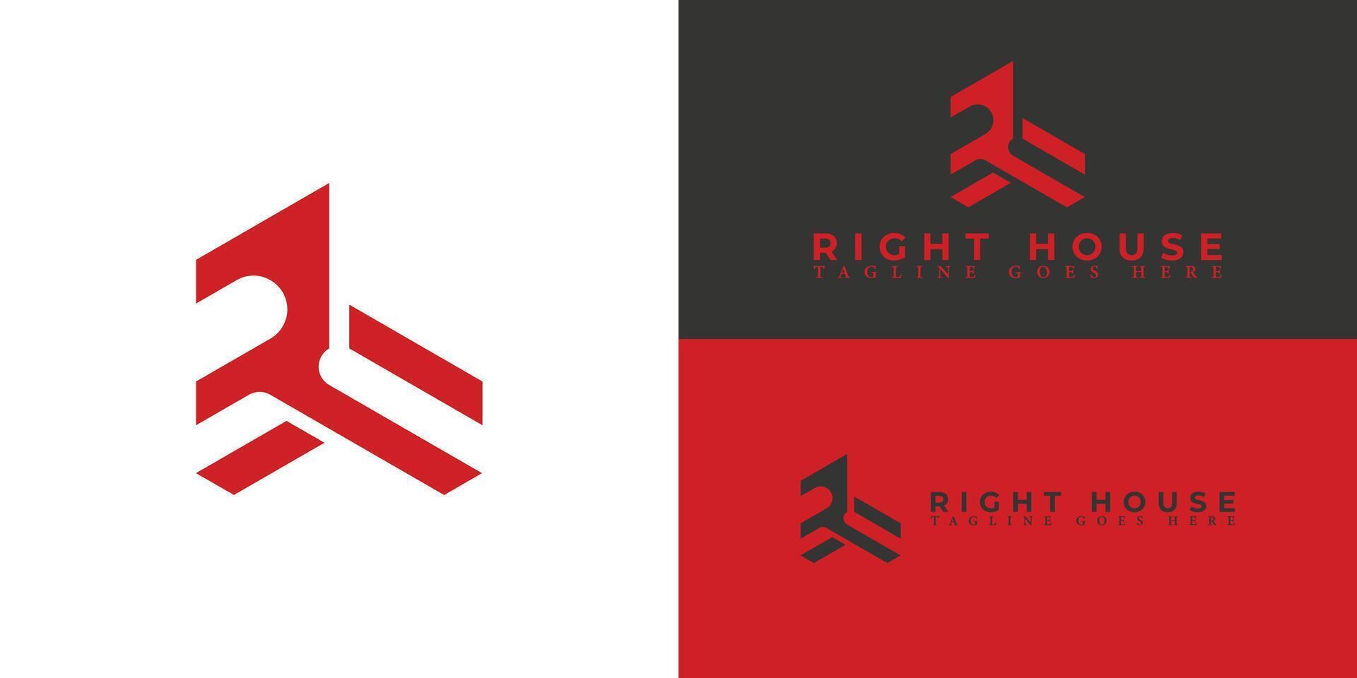 Abstract Initial Letter RH or HR Logo with Home Symbol Icon vector in red color isolated on multiple background colors. The logo is applied for real estate business logo design inspiration template