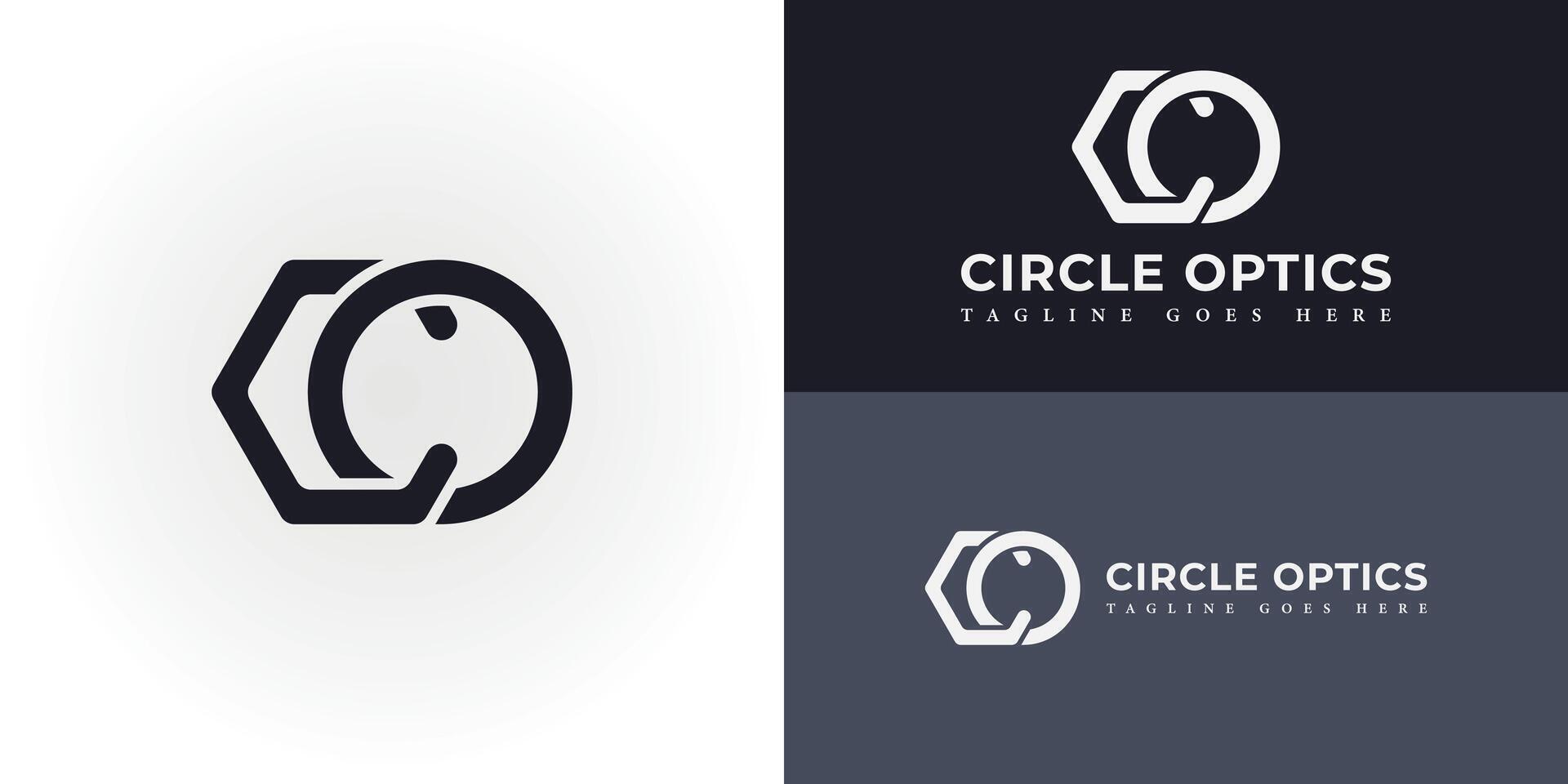 Abstract initial letter CO or OC logo in black color isolated in multiple backgrounds. Initial Letter CO Rounded Linked Circle Lowercase Logo. Black rounded letter CO logo for optical business logo vector