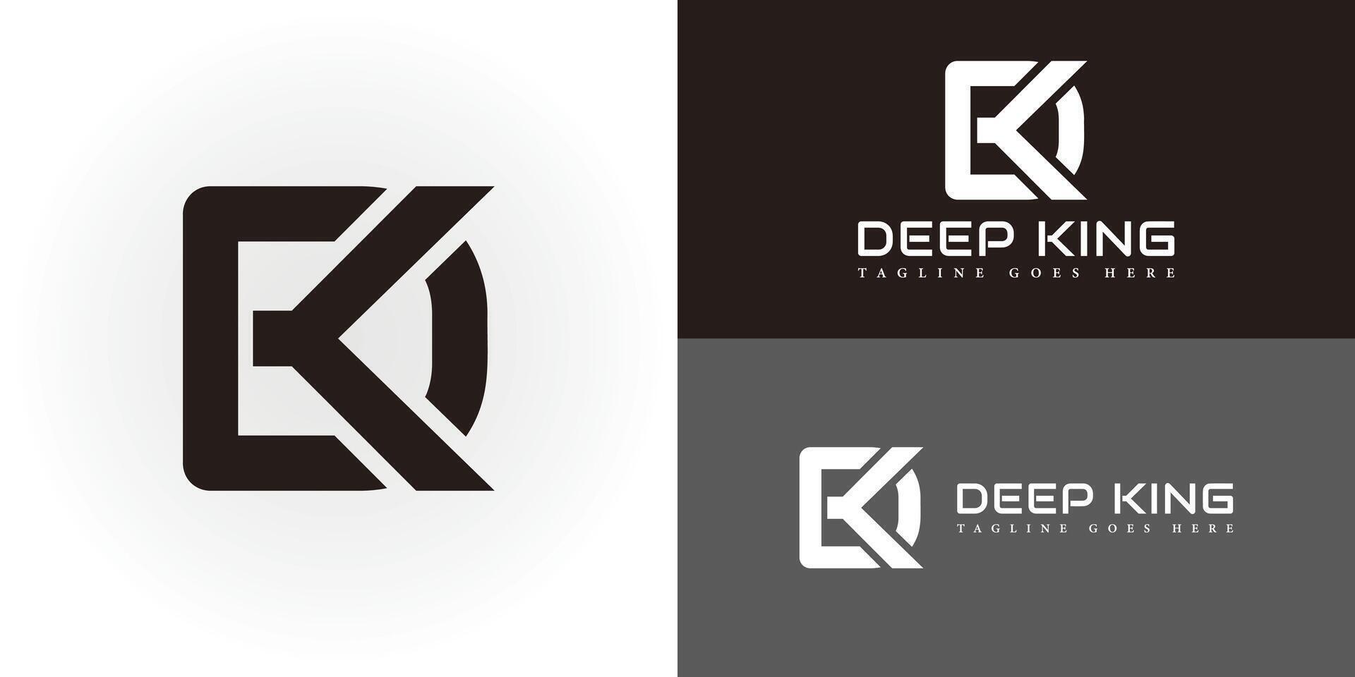 Abstract initial letter DK or KD logo in black color isolated in multiple background colors. The logo is applied for apparel sports business logo design inspiration template vector
