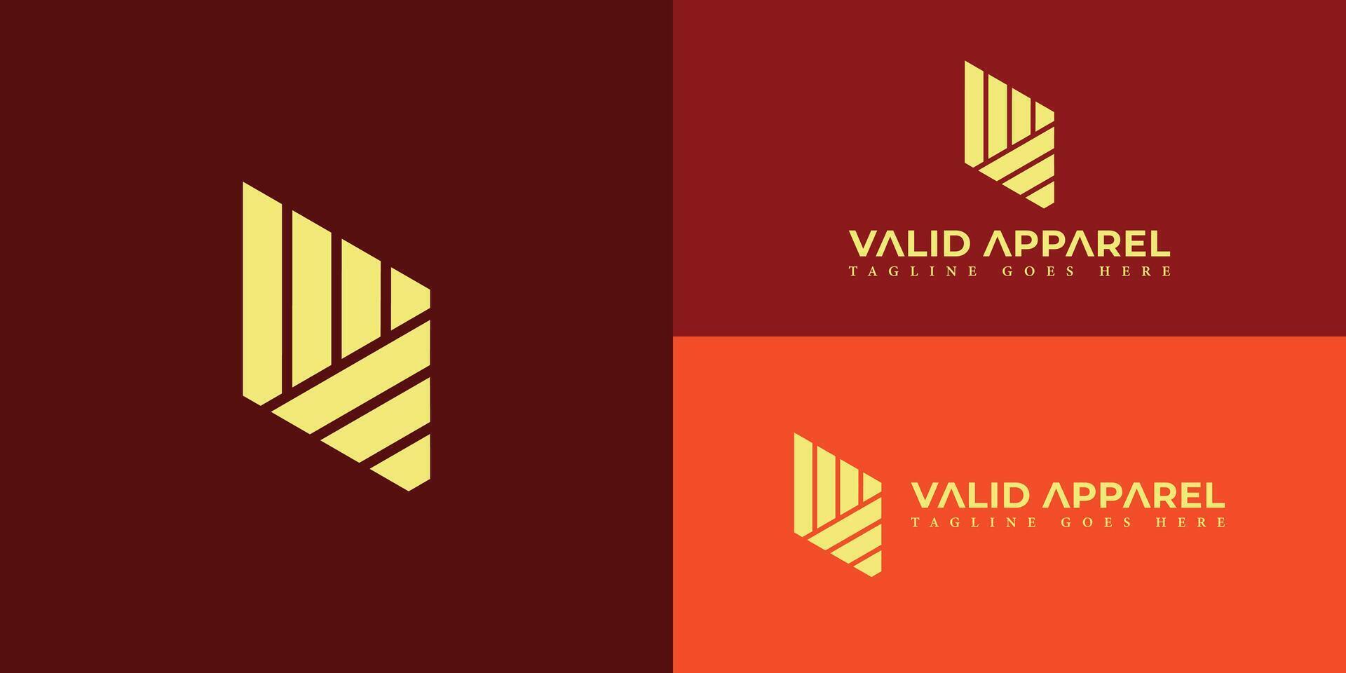 Abstract initial letter VA or AV logo in yellow color isolated in multiple backgrounds. V, A, VA letter sign icon minimal abstract logo design vector file. Yellow letter VA for athletic apparel logo.
