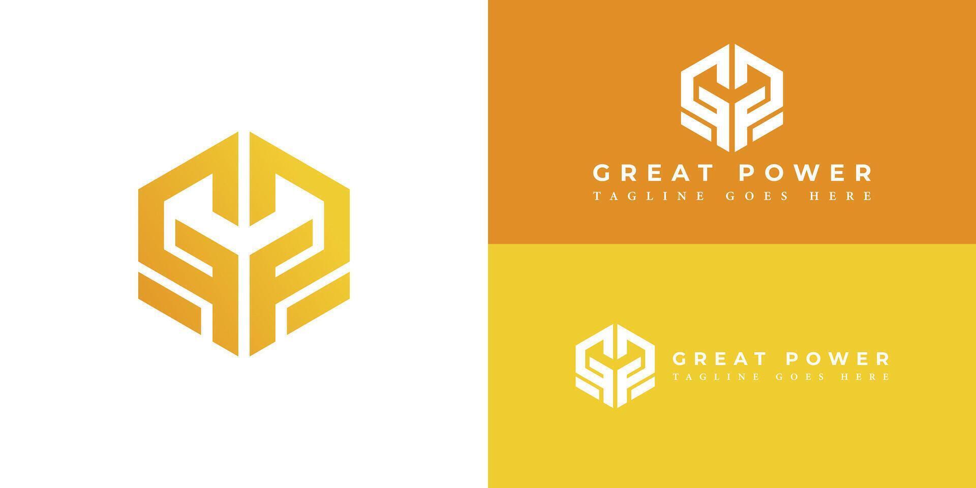 Abstract Hexagon letter GP or PG logo design. Modern geometric initial logo concept in yellow color isolated on multiple backgrounds. Abstract letter GP logo applied for business and consulting logo vector