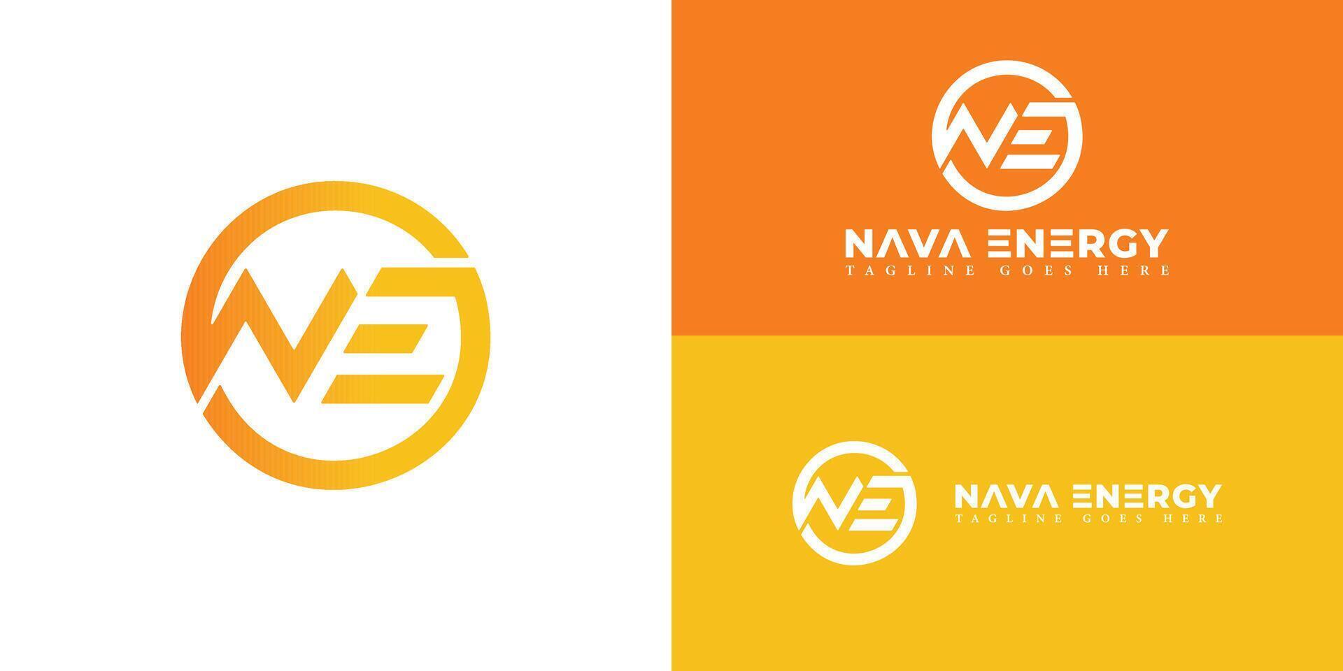 Abstract initial letter NE or EN logo in gradient orange color isolated in multiple background colors. Initial Letter NE Logo Design Vector Template applied for power and energy business logo design