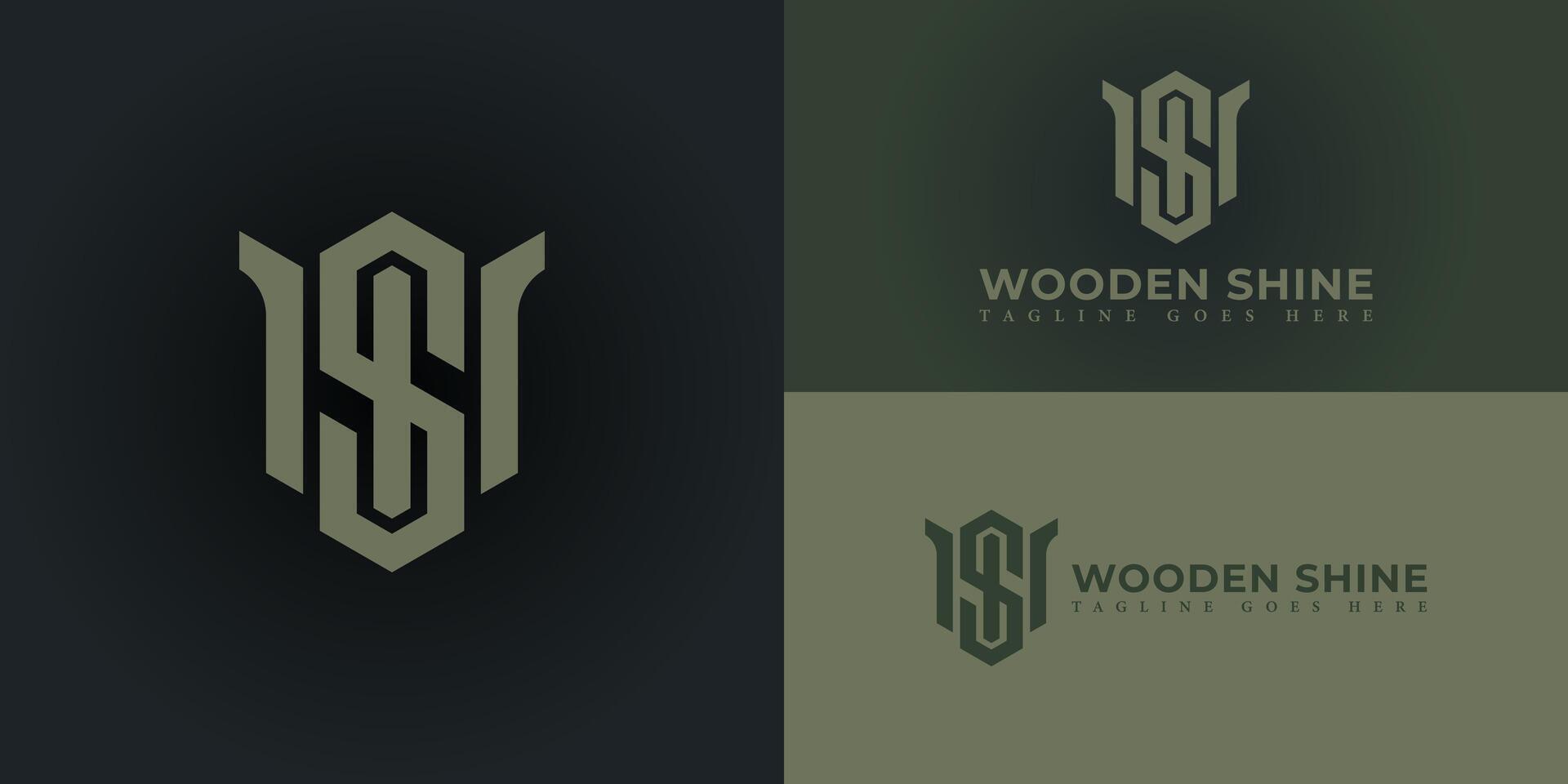 Initial letter WS or SW Logo Design with hexagon concept Vector Illustration Template in green color isolated on multiple background colors applied for the engineering company logo design inspiration