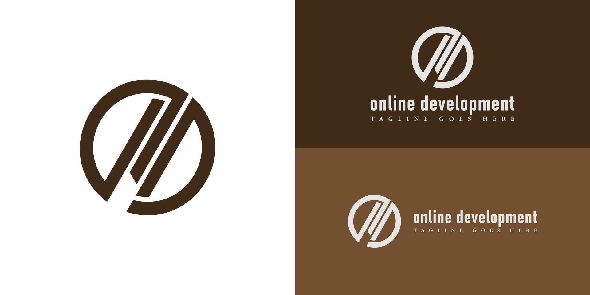 Abstract initial letter OD or DO logo in brown color isolated in multiple background colors. The Circle black letter OD logo for architecture and construction company logo design inspiration template. vector