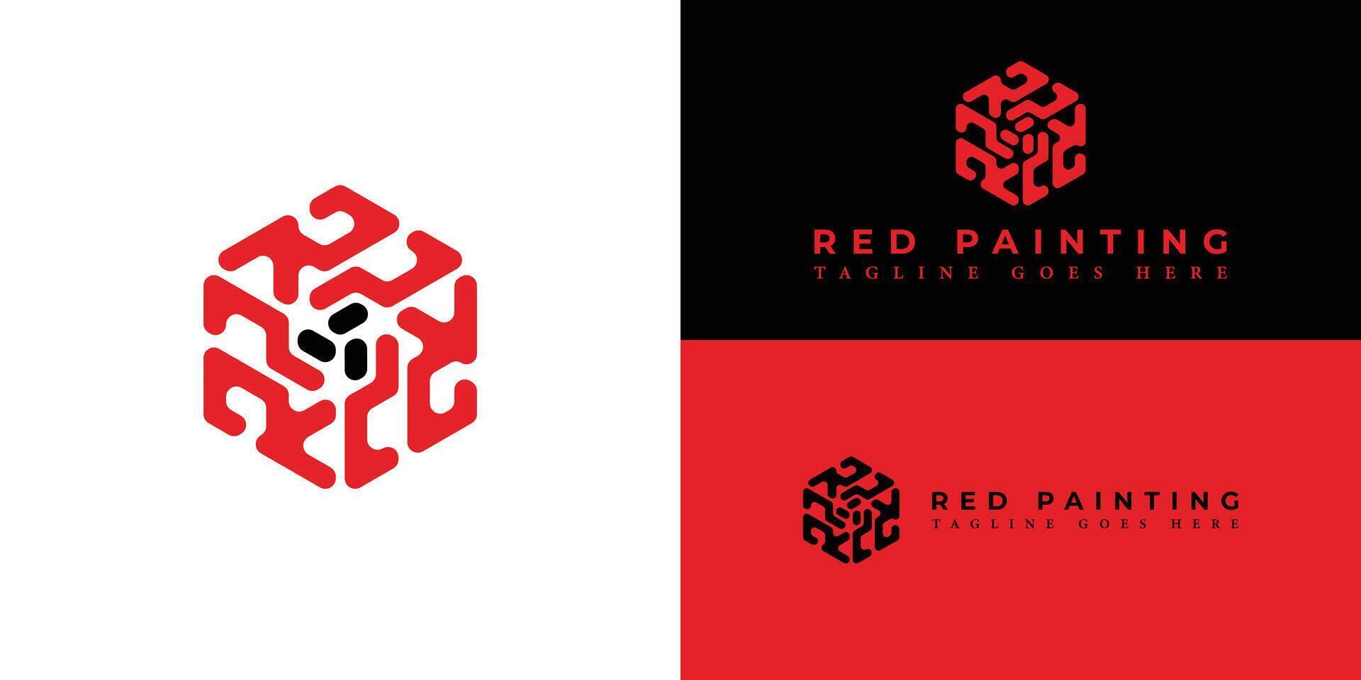 Abstract Creative minimal monogram letter RP or PR line logo design symbol in red color isolated on multiple background colors. Abstract letter RP logo applied for painting company logo icon design vector