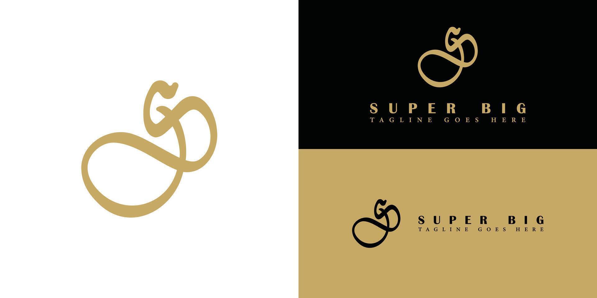 Abstract initial letter SB or BS initial logo design vector symbol graphic idea creative in gold color isolated on multiple backgrounds. Abstract letter SB logo applied for food brand logo icon design