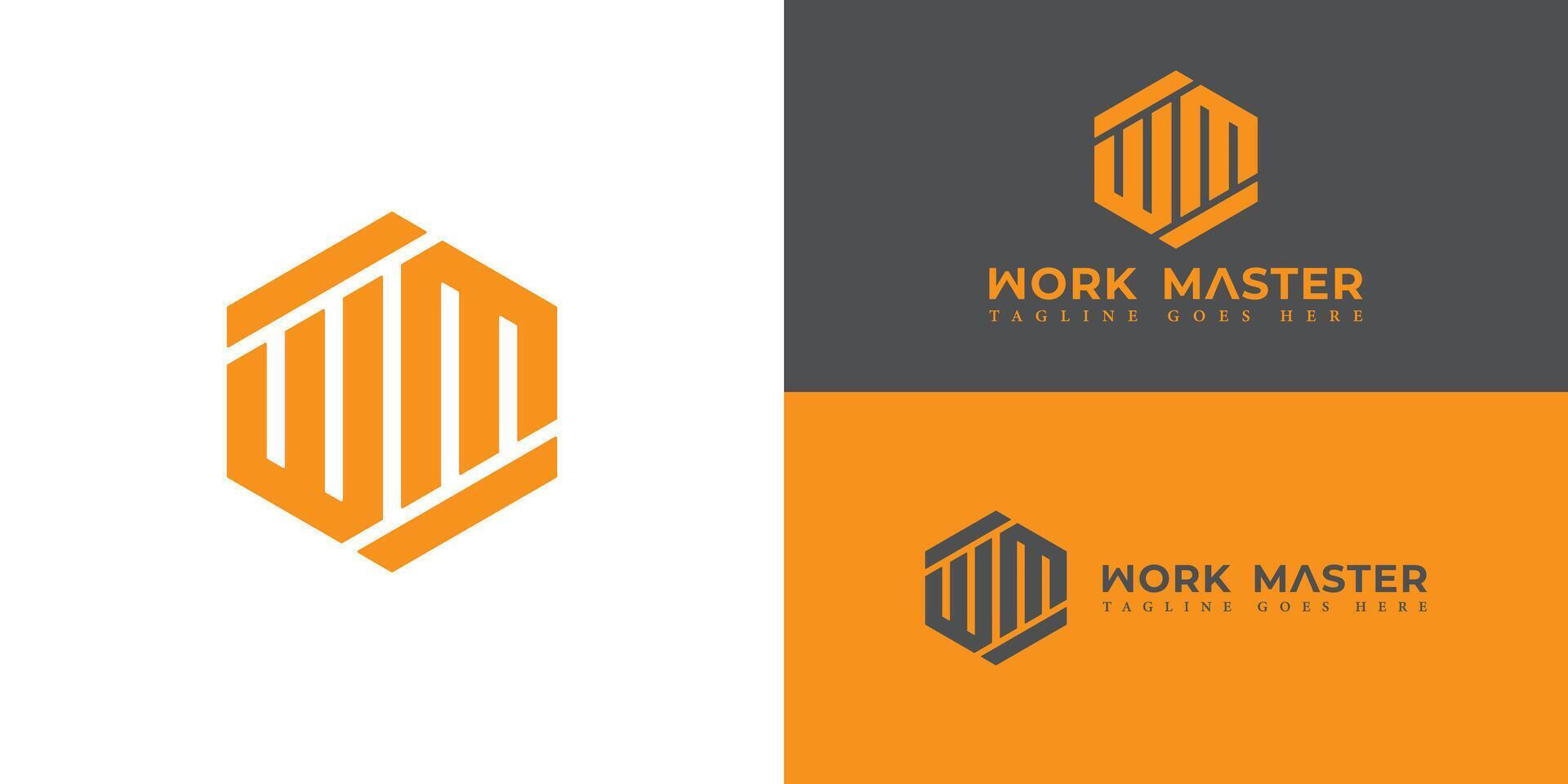 Abstract hexagon letter WM or MW logo in orange color isolated on multiple background colors. Abstract letter WM logo applied for real estate and mortgage company logo design inspiration template vector