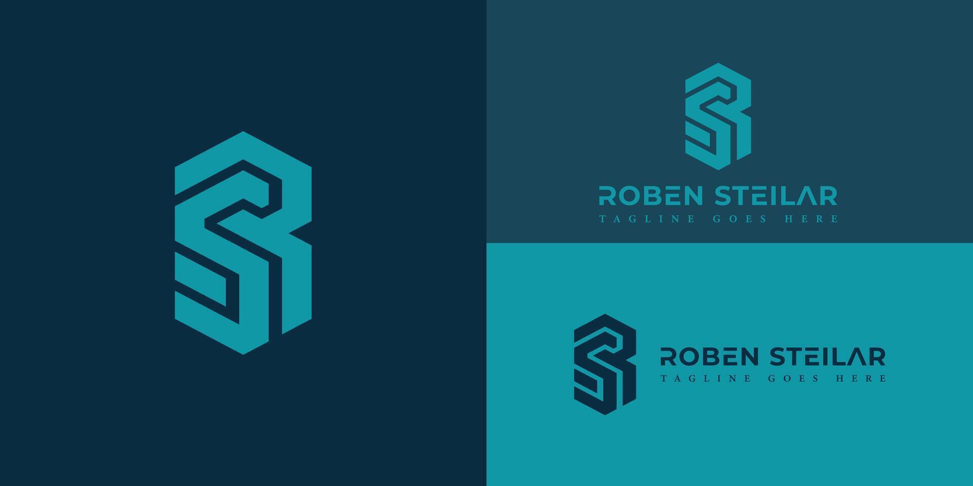 Abstract initial letter RS or SR logo in blue color isolated in multiple background colors applied for branding logo. The logo is suitable for the brand or company that has the initial name RS or SR vector