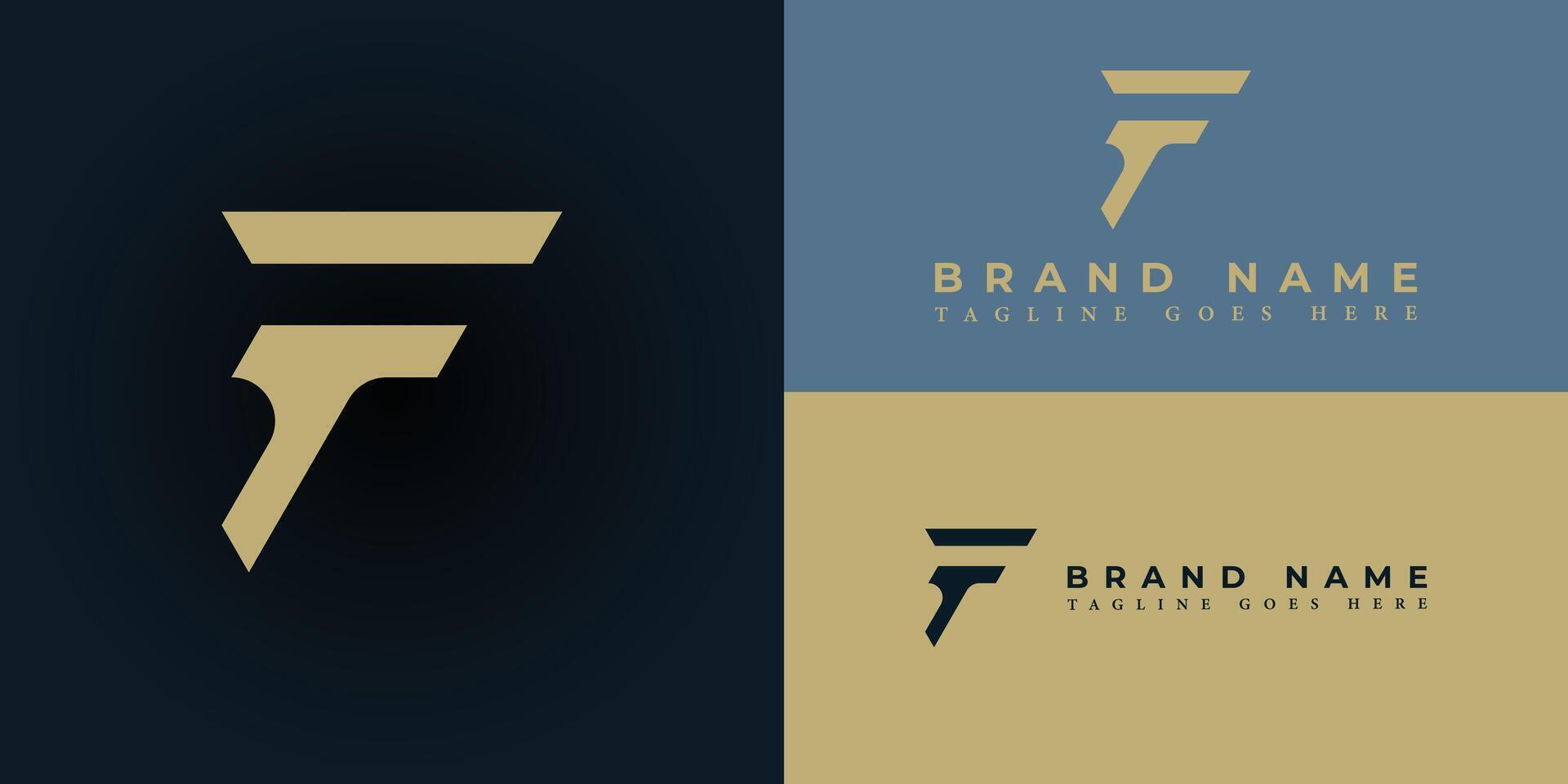 Abstract initial letter FT or TF logo design vector graphic idea creative in gold color isolated on multiple background colors. The logo is applied for gym sports business logo icon design inspiration
