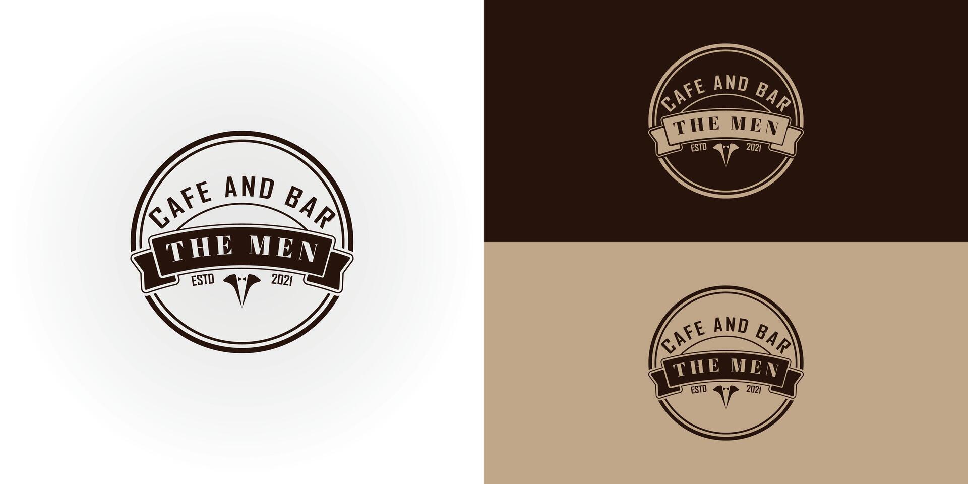 The Manly Cafe Logo applied for the cafe bar and restaurant logo design inspiration in deep brown color isolated on multiple background colors. The logo is suitable for cafe and bar logo design icon vector