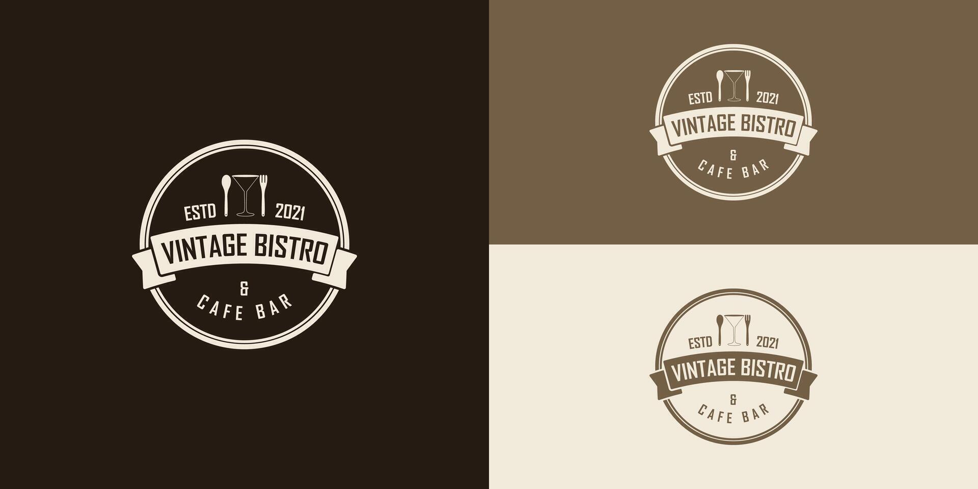 Classic Vintage Country Emblem Typography for Western Bar Restaurant Logo design inspiration Template. Vintage Bistro Cafe and Bar logo in bright gold color isolated on multiple background colors vector