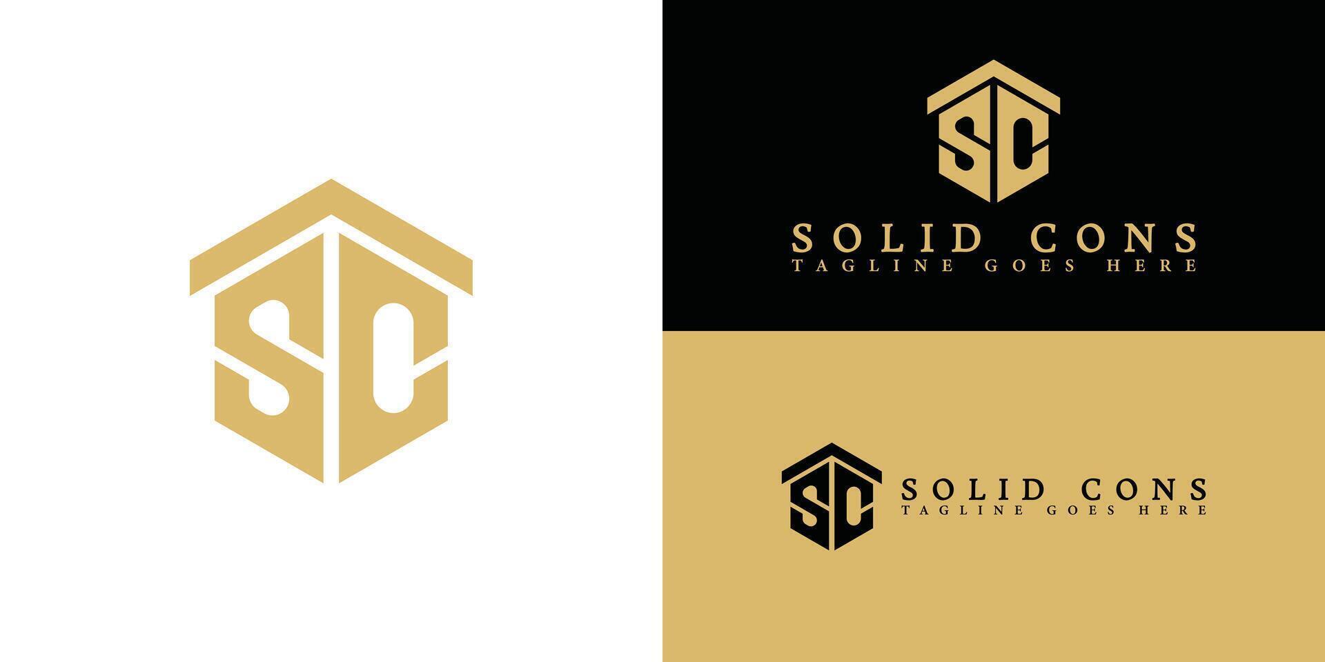 Abstract letter S, C, SC, and CS initial logo design graphic idea creative in gold color isolated on multiple Backgrounds. Letter SC logo applied for luxury real estate company logo design icon symbol vector