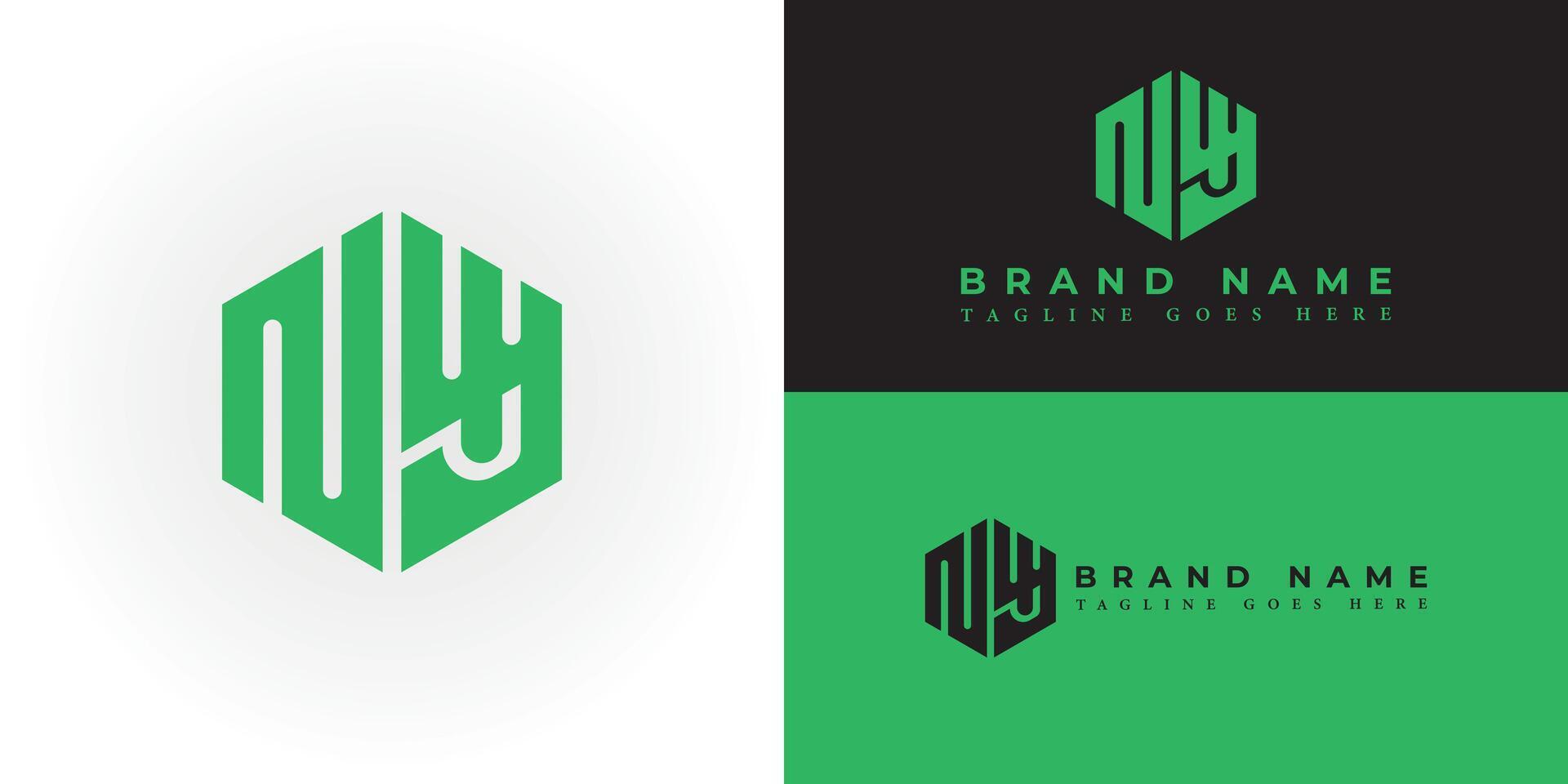 resumen inicial letra Nueva York o yn logo en hexágono forma verde color aislado en múltiple antecedentes. letra Nueva York hexágono logo aplicado para golf curso administración empresa logo diseño inspiración modelo vector