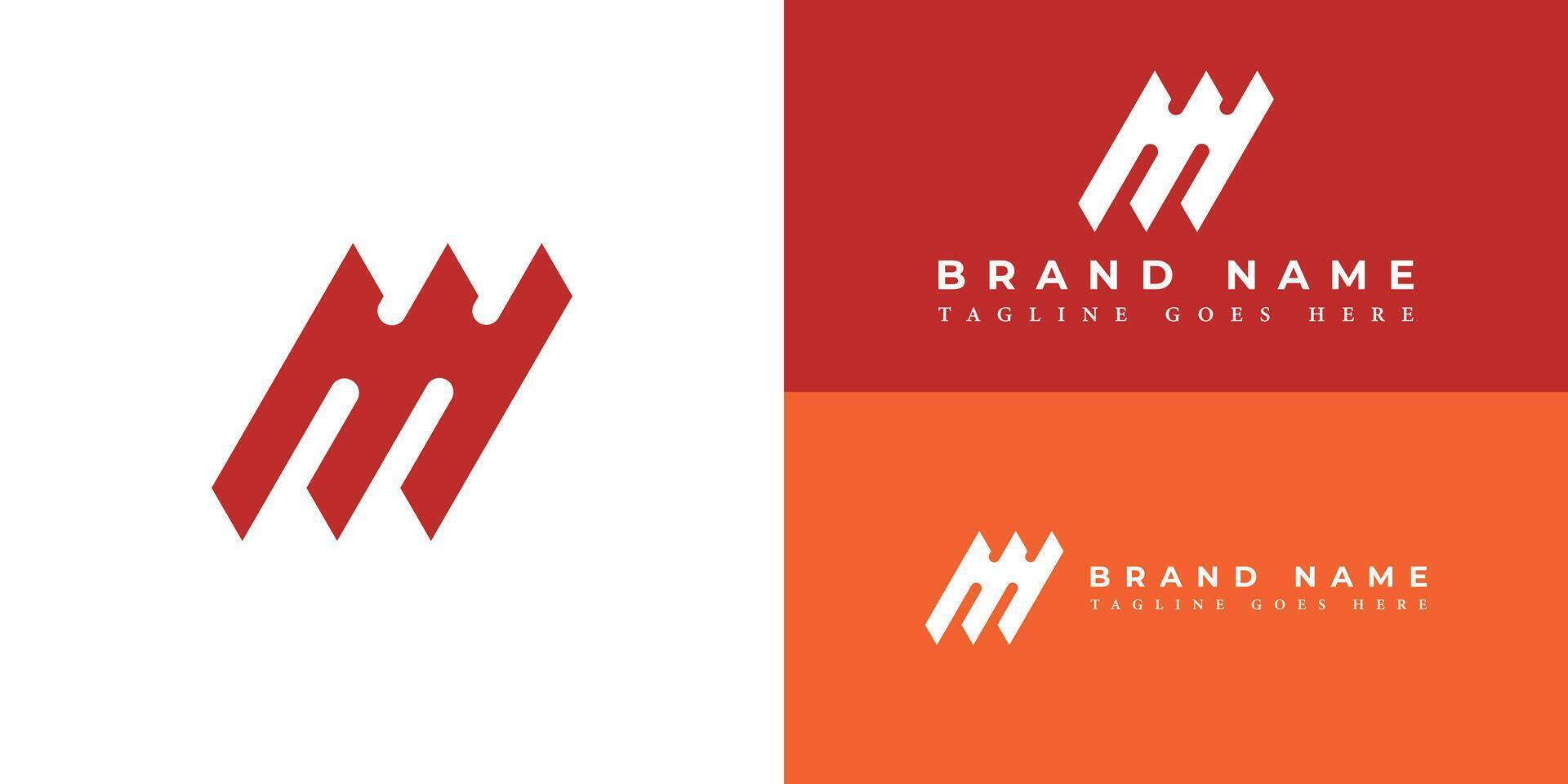 Abstract initial letter M or MM logo in red color isolated on multiple background colors. Initial Letter M or MM logo applied for business and consulting company logo icon design inspiration template vector
