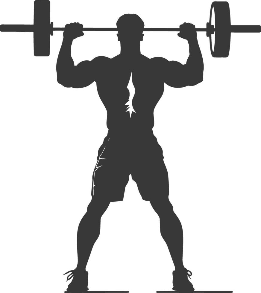 AI generated Silhouette Man weightlifting Player in action full body black color only vector