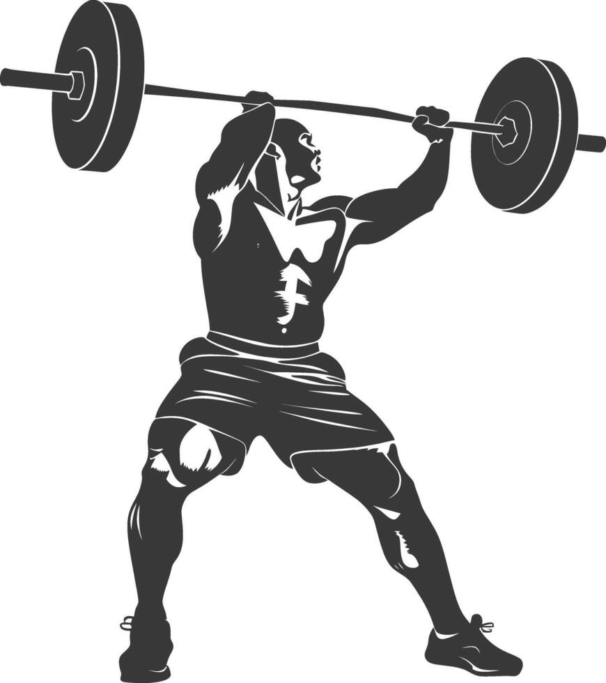 AI generated Silhouette Man weightlifting Player in action full body black color only vector