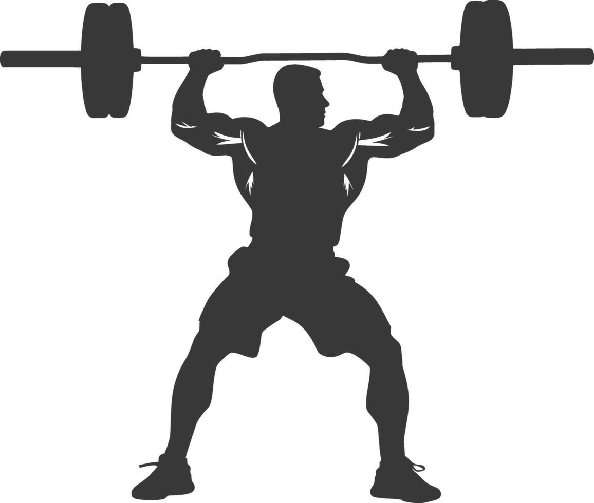 AI generated Silhouette Man weightlifting Player in action full body black color only vector