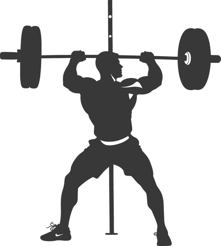 AI generated Silhouette Man weightlifting Player in action full body black color only vector