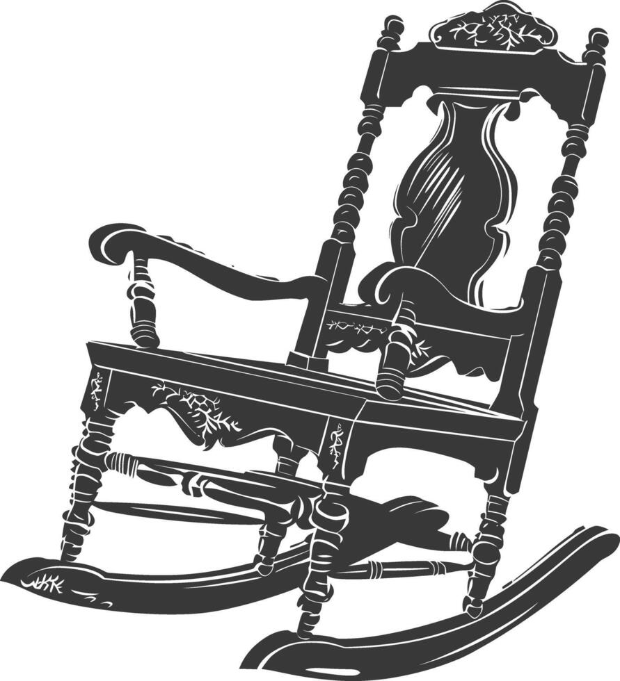 AI generated Silhouette rocking Chair black color only vector