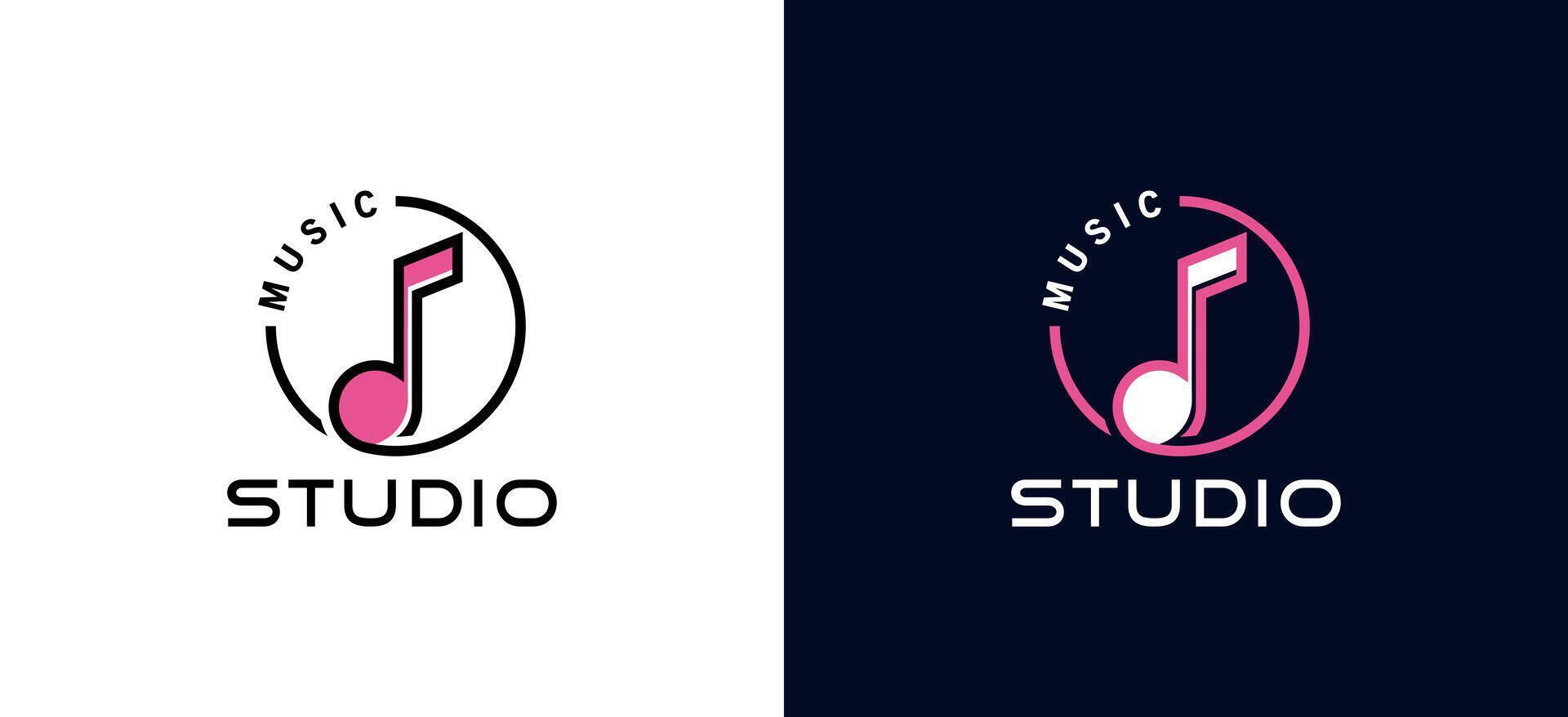 música estudio melodía icono símbolo logo sencillo diseño vector