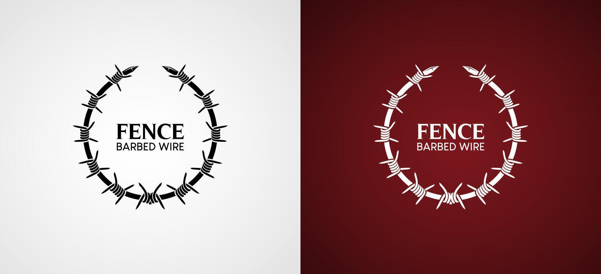 Barbed wire fence frame logo vector symbol design template